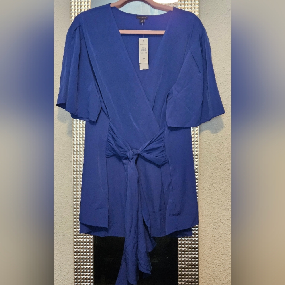 Ann Taylor Royal Blue Tie-Front Blouse